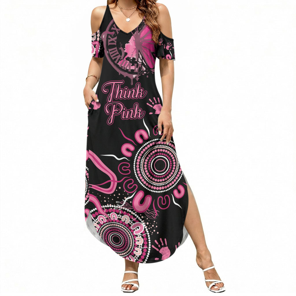 Personalised Aboriginal Pink Ribbons Summer Maxi Dress Think Pink Butterfly Art Wall Clock Breast Cancer Support