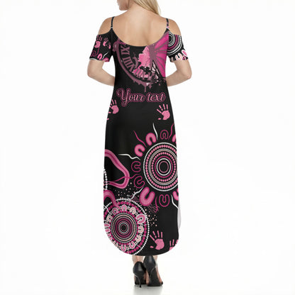 Personalised Aboriginal Pink Ribbons Summer Maxi Dress Think Pink Butterfly Art Wall Clock Breast Cancer Support
