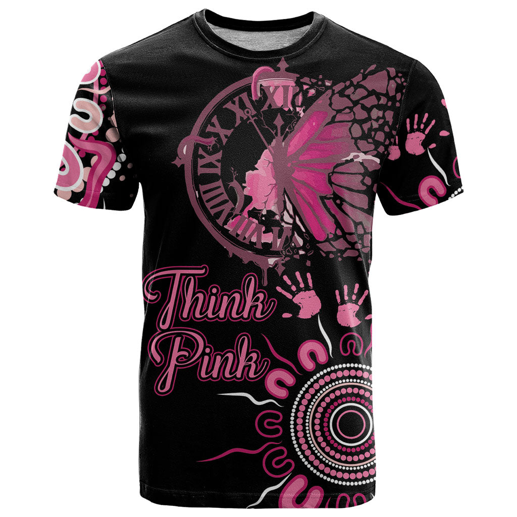 Personalised Aboriginal Pink Ribbons T Shirt Think Pink Butterfly Art Wall Clock Breast Cancer Support