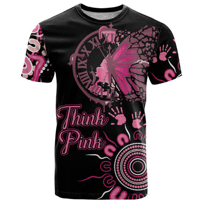Personalised Aboriginal Pink Ribbons T Shirt Think Pink Butterfly Art Wall Clock Breast Cancer Support