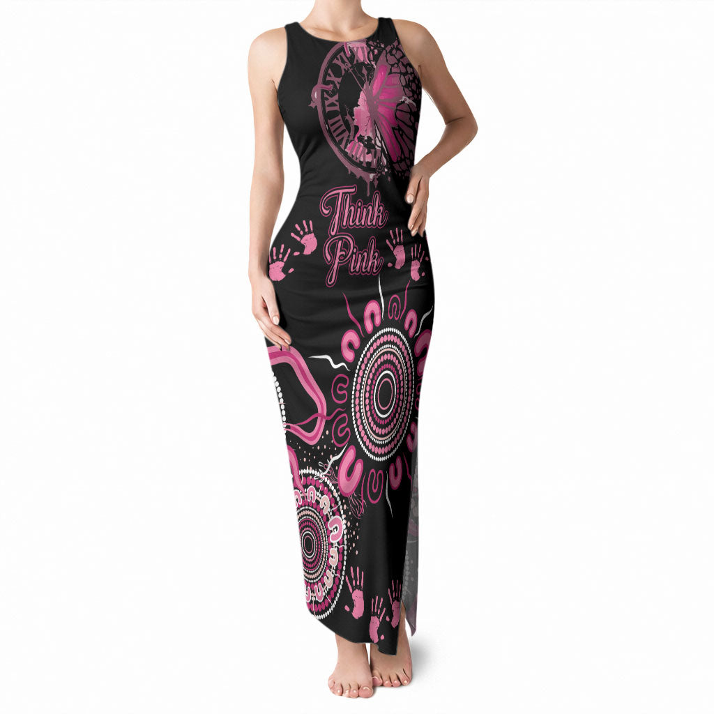 Personalised Aboriginal Pink Ribbons Tank Maxi Dress Think Pink Butterfly Art Wall Clock Breast Cancer Support