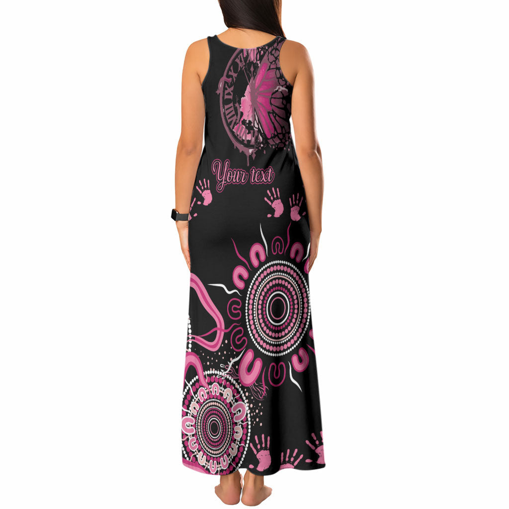 Personalised Aboriginal Pink Ribbons Tank Maxi Dress Think Pink Butterfly Art Wall Clock Breast Cancer Support