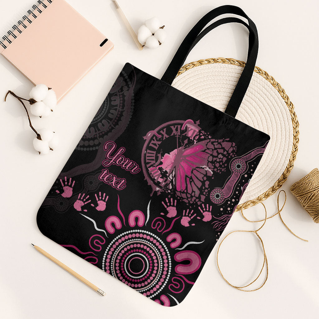 Personalised Aboriginal Pink Ribbons Tote Bag Think Pink Butterfly Art Wall Clock Breast Cancer Support