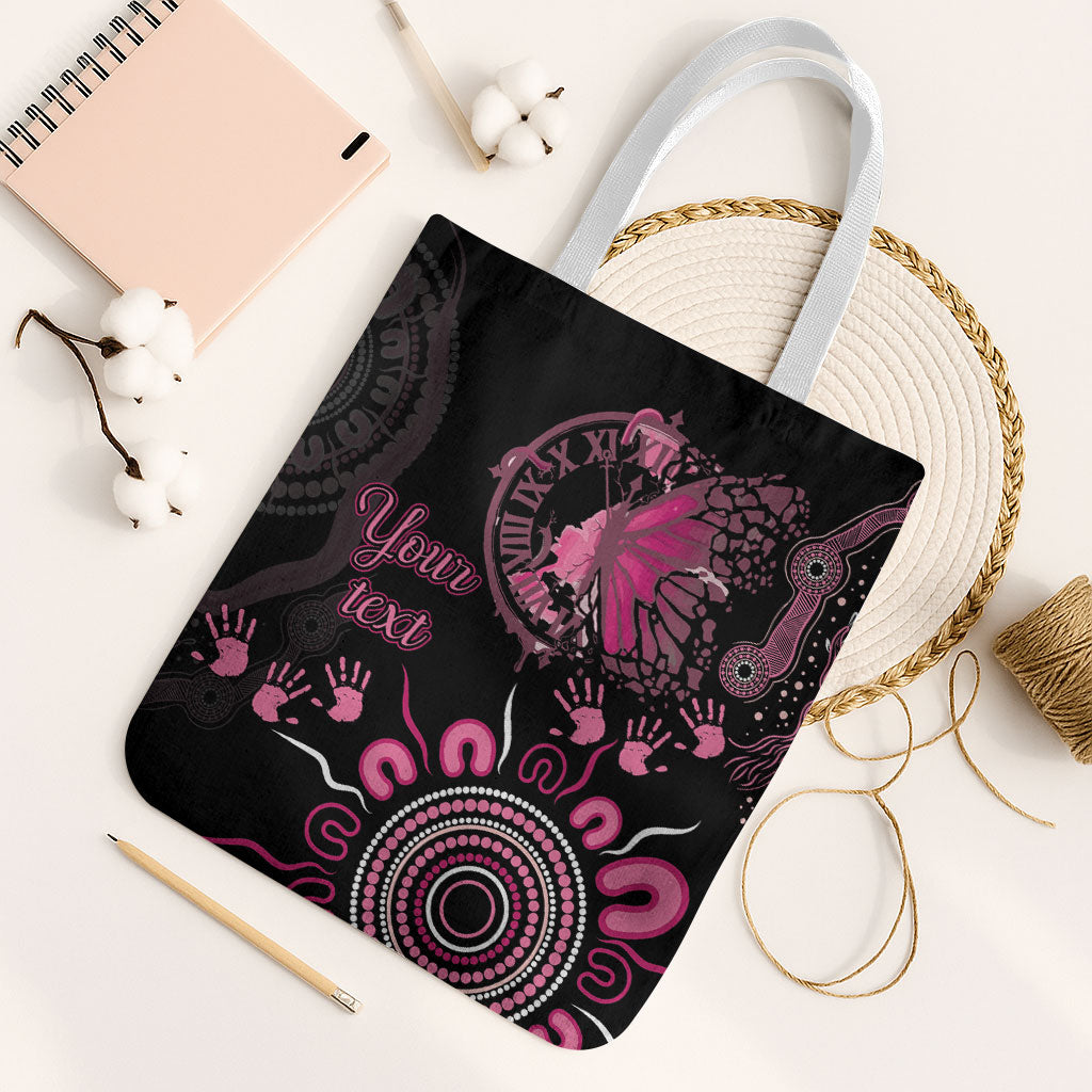 Personalised Aboriginal Pink Ribbons Tote Bag Think Pink Butterfly Art Wall Clock Breast Cancer Support