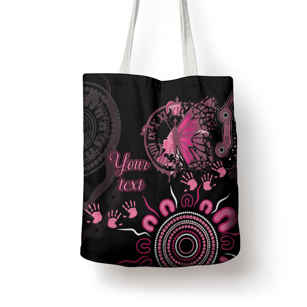 Personalised Aboriginal Pink Ribbons Tote Bag Think Pink Butterfly Art Wall Clock Breast Cancer Support