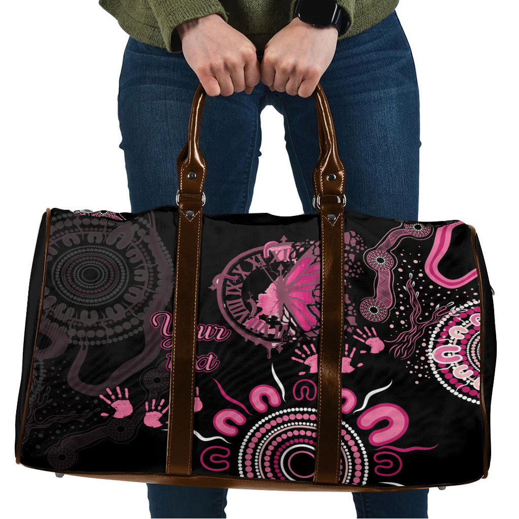 Personalised Aboriginal Pink Ribbons Travel Bag Think Pink Butterfly Art Wall Clock Breast Cancer Support