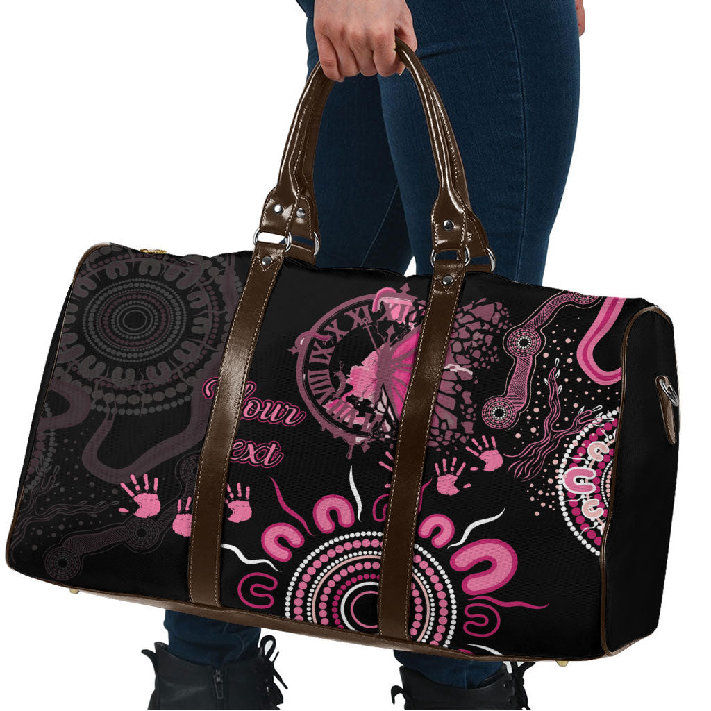 Personalised Aboriginal Pink Ribbons Travel Bag Think Pink Butterfly Art Wall Clock Breast Cancer Support