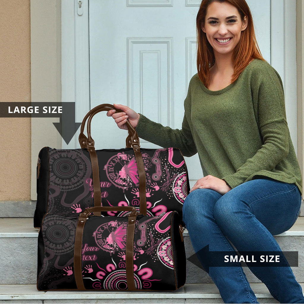 Personalised Aboriginal Pink Ribbons Travel Bag Think Pink Butterfly Art Wall Clock Breast Cancer Support