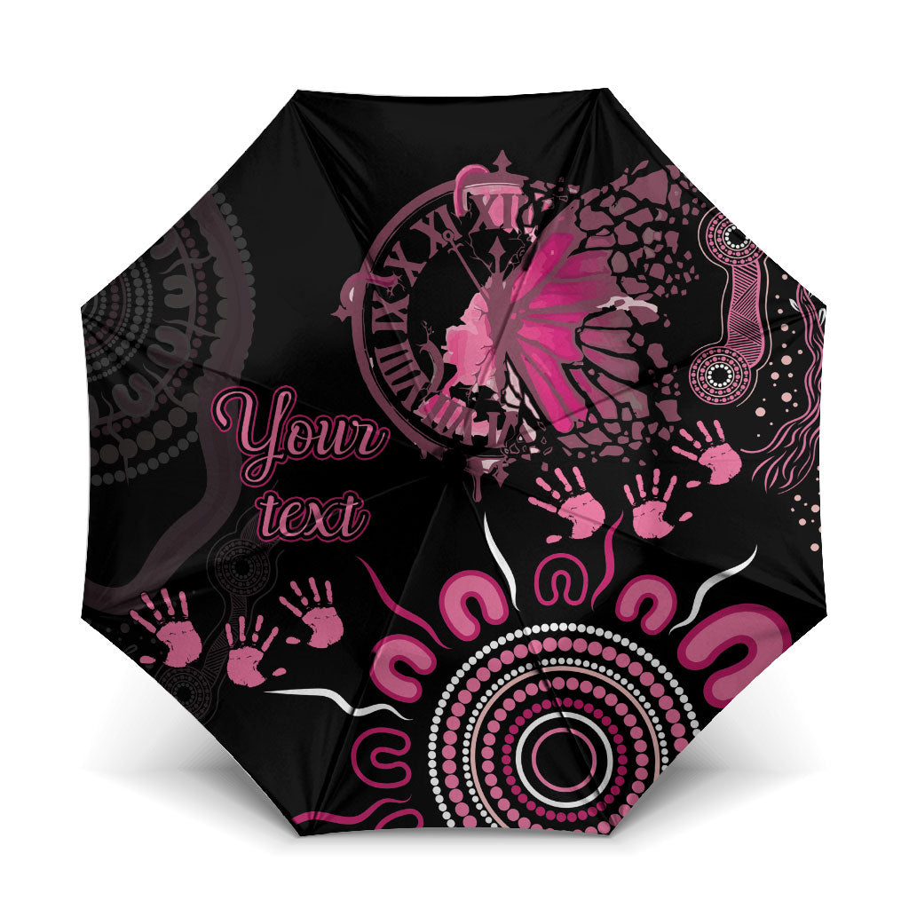 Personalised Aboriginal Pink Ribbons Umbrella Think Pink Butterfly Art Wall Clock Breast Cancer Support