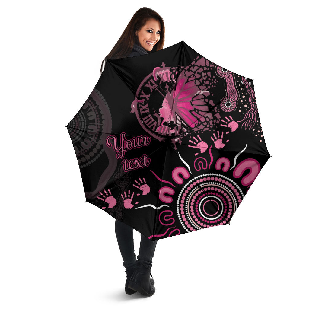 Personalised Aboriginal Pink Ribbons Umbrella Think Pink Butterfly Art Wall Clock Breast Cancer Support