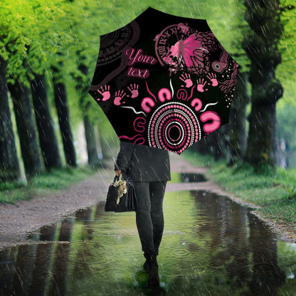 Personalised Aboriginal Pink Ribbons Umbrella Think Pink Butterfly Art Wall Clock Breast Cancer Support