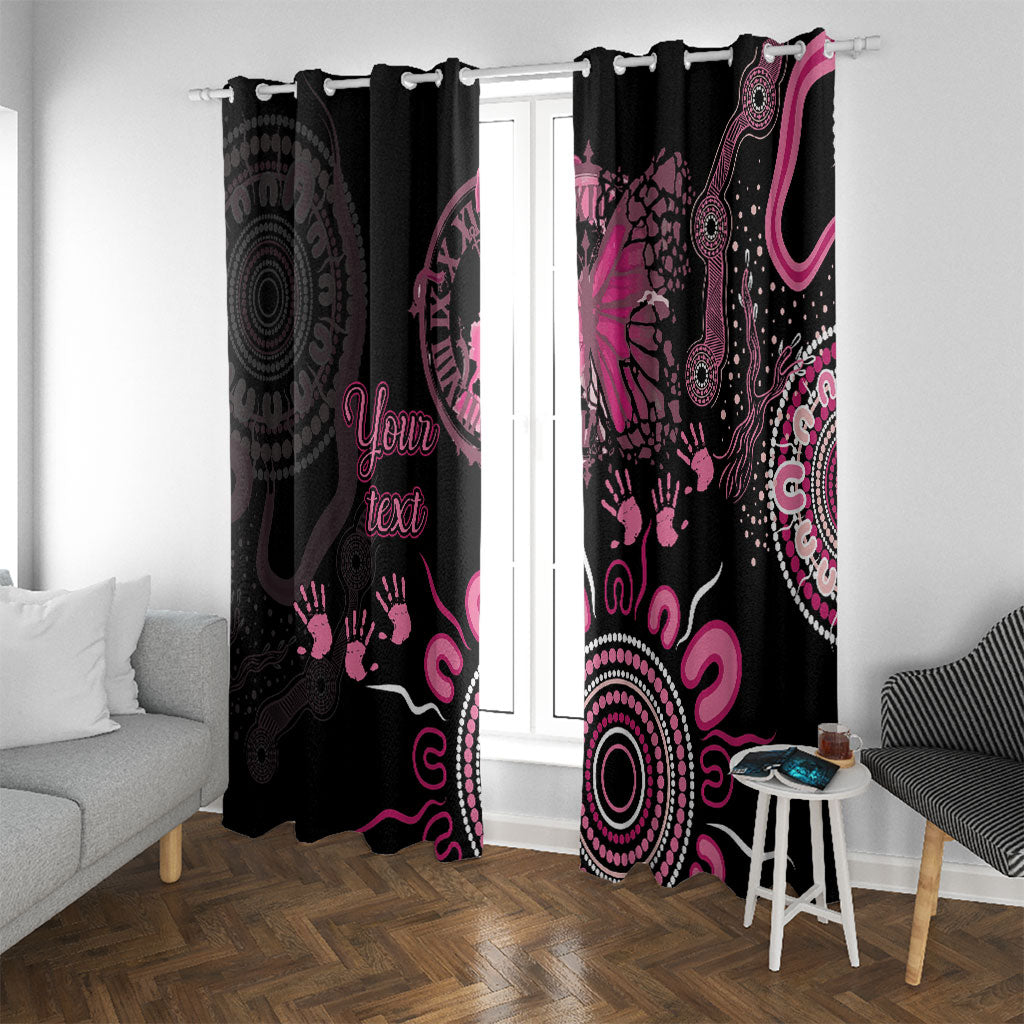 Personalised Aboriginal Pink Ribbons Window Curtain Think Pink Butterfly Art Wall Clock Breast Cancer Support