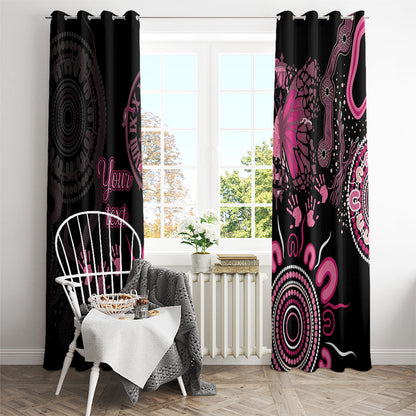 Personalised Aboriginal Pink Ribbons Window Curtain Think Pink Butterfly Art Wall Clock Breast Cancer Support
