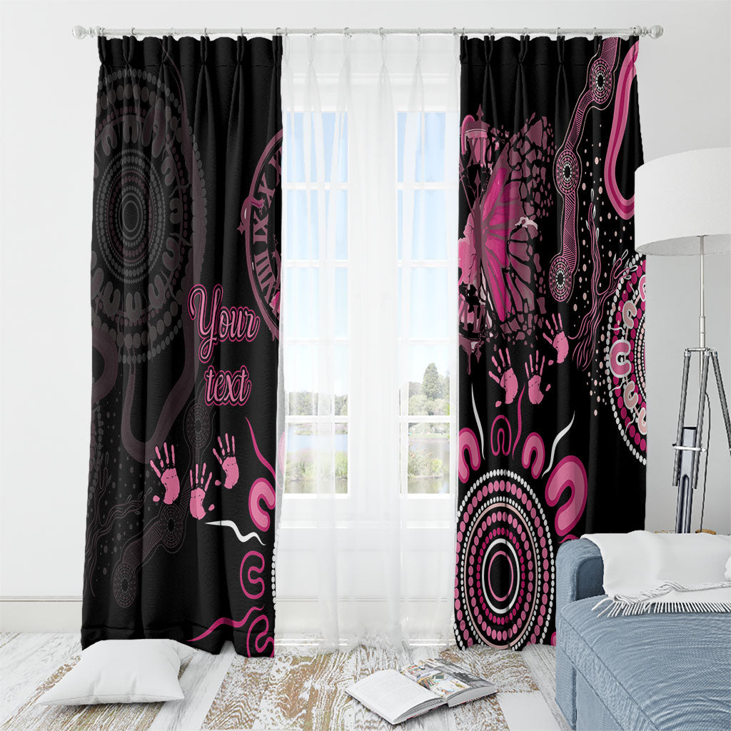 Personalised Aboriginal Pink Ribbons Window Curtain Think Pink Butterfly Art Wall Clock Breast Cancer Support
