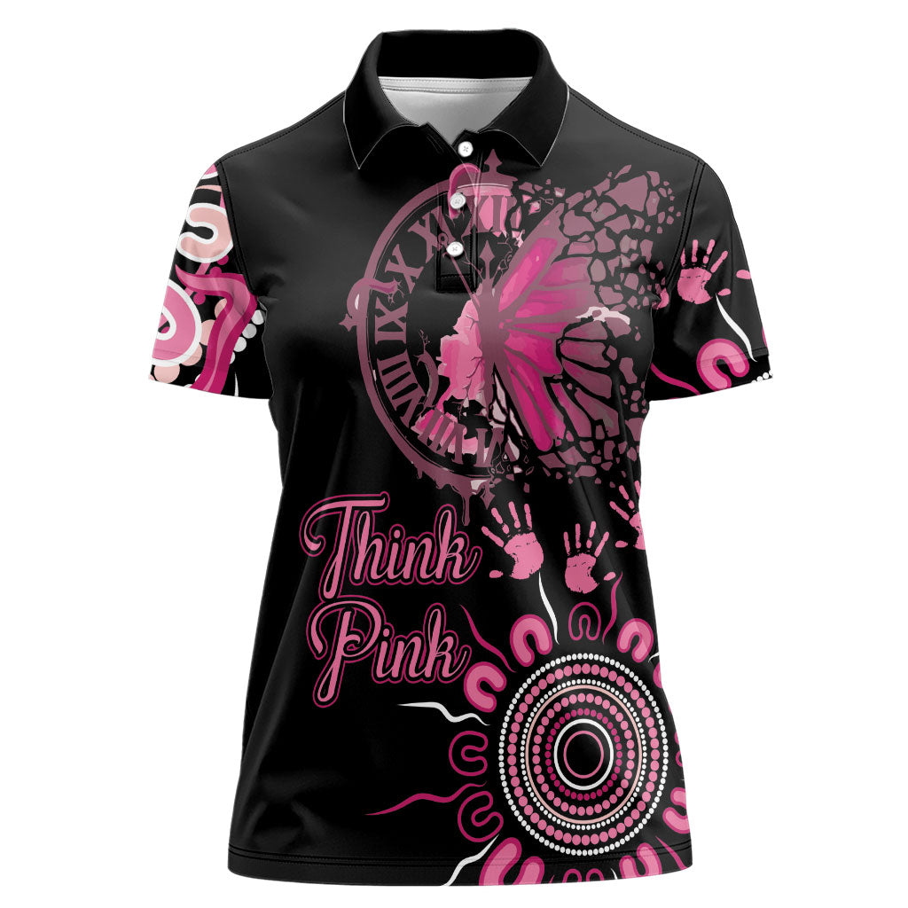 Personalised Aboriginal Pink Ribbons Women Polo Shirt Think Pink Butterfly Art Wall Clock Breast Cancer Support