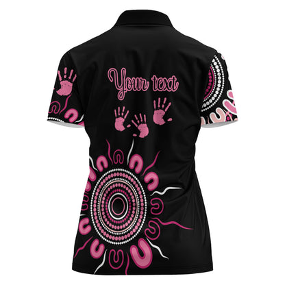 Personalised Aboriginal Pink Ribbons Women Polo Shirt Think Pink Butterfly Art Wall Clock Breast Cancer Support