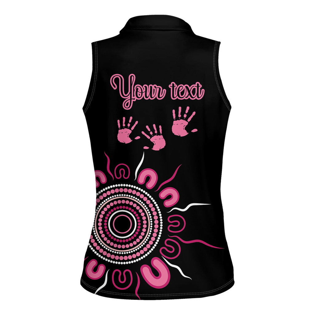 Personalised Aboriginal Pink Ribbons Women Sleeveless Polo Shirt Think Pink Butterfly Art Wall Clock Breast Cancer Support