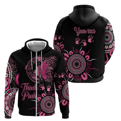 Personalised Aboriginal Pink Ribbons Zip Hoodie Think Pink Butterfly Art Wall Clock Breast Cancer Support