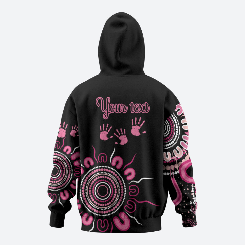 Personalised Aboriginal Pink Ribbons Zip Hoodie Think Pink Butterfly Art Wall Clock Breast Cancer Support