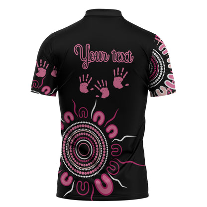 Personalised Aboriginal Pink Ribbons Zipper Polo Shirt Think Pink Butterfly Art Wall Clock Breast Cancer Support