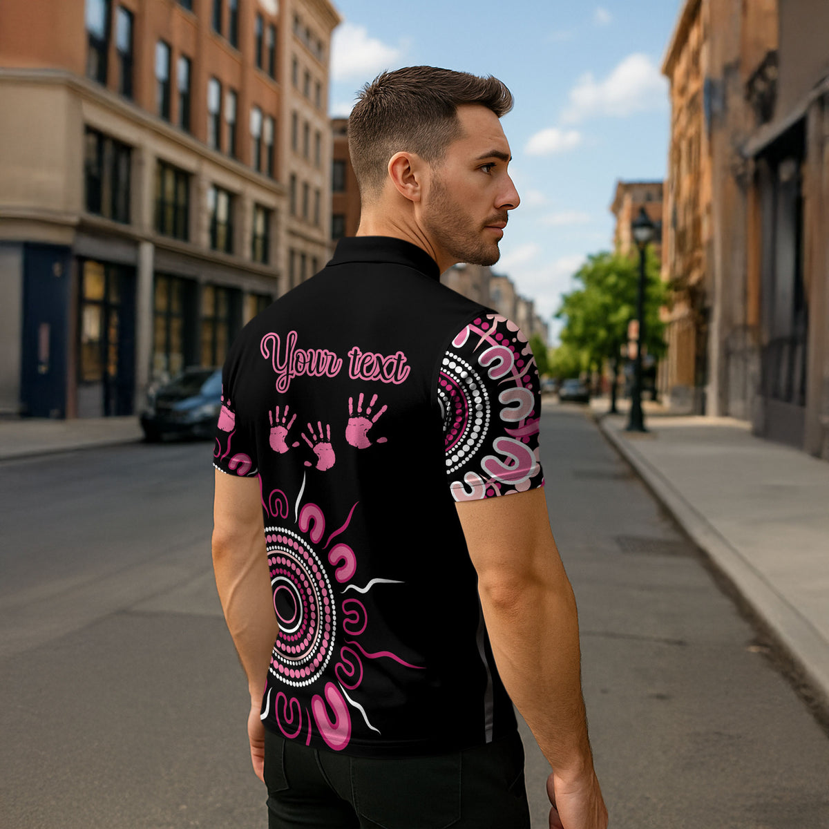 Personalised Aboriginal Pink Ribbons Zipper Polo Shirt Think Pink Butterfly Art Wall Clock Breast Cancer Support