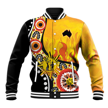Australia Bushfire Aboriginal Personalised Baseball Jacket Bush Fire Dreaming