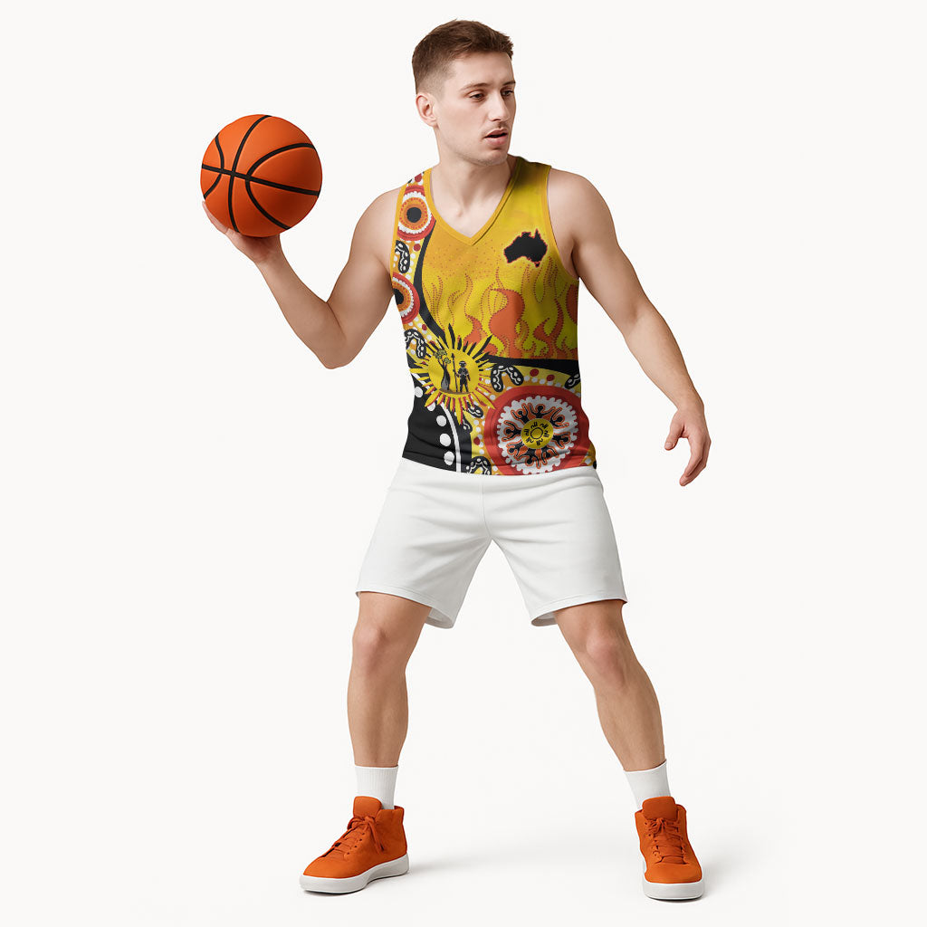 Australia Bushfire Aboriginal Personalised Basketball Jersey Bush Fire Dreaming