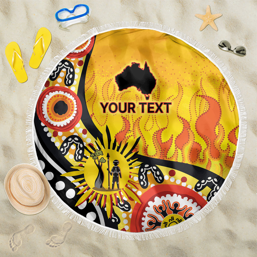 Australia Bushfire Aboriginal Personalised Beach Blanket Bush Fire Dreaming