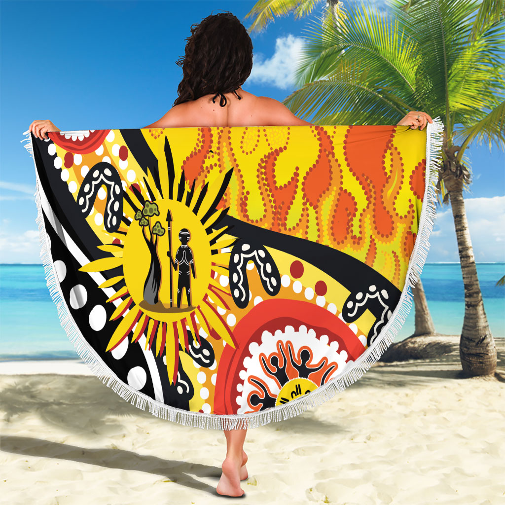 Australia Bushfire Aboriginal Personalised Beach Blanket Bush Fire Dreaming