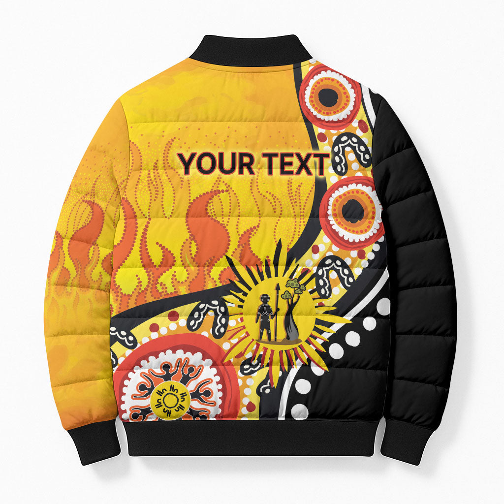 Australia Bushfire Aboriginal Personalised Bomber Puffer Jacket Bush Fire Dreaming