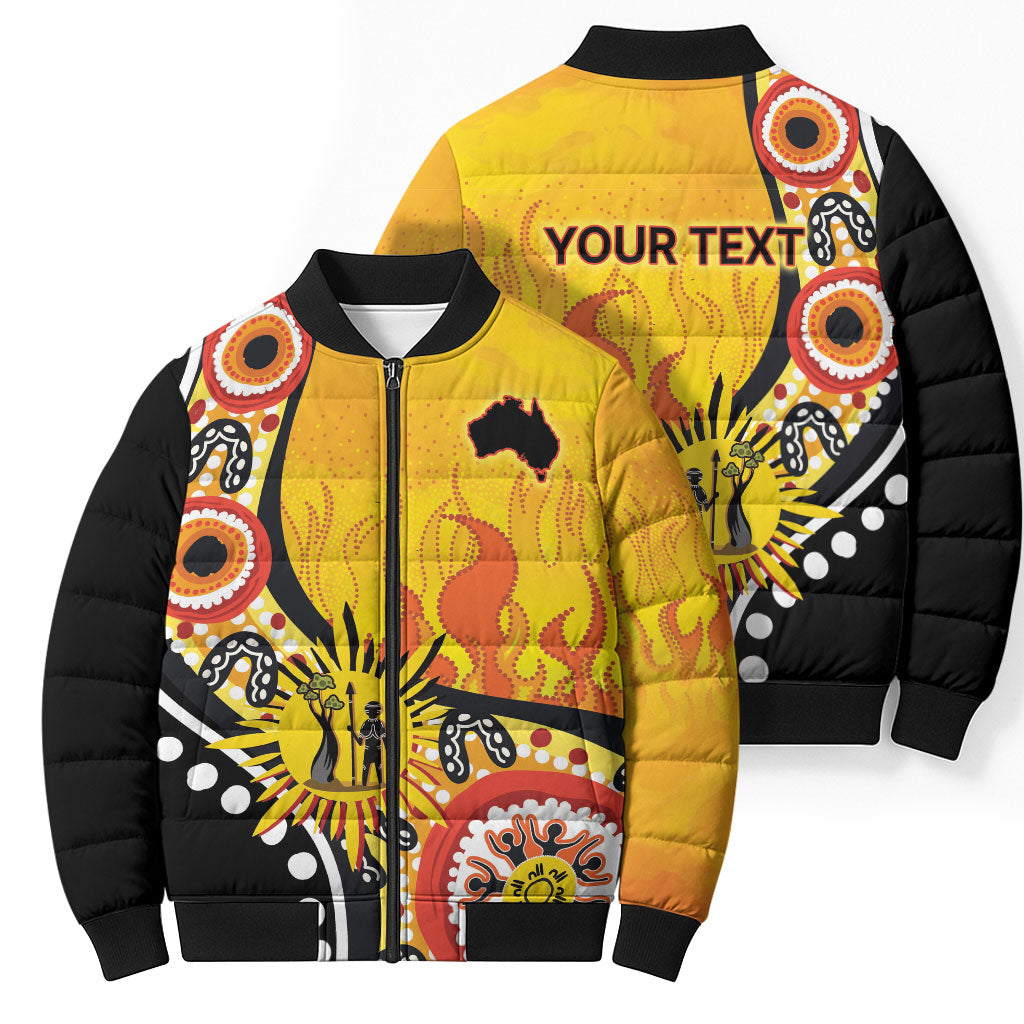 Australia Bushfire Aboriginal Personalised Bomber Puffer Jacket Bush Fire Dreaming
