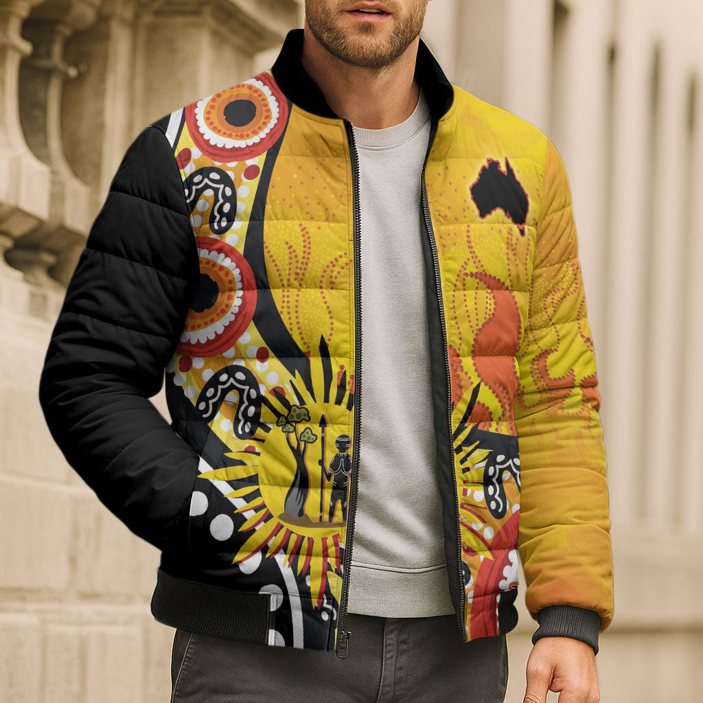 Australia Bushfire Aboriginal Personalised Bomber Puffer Jacket Bush Fire Dreaming
