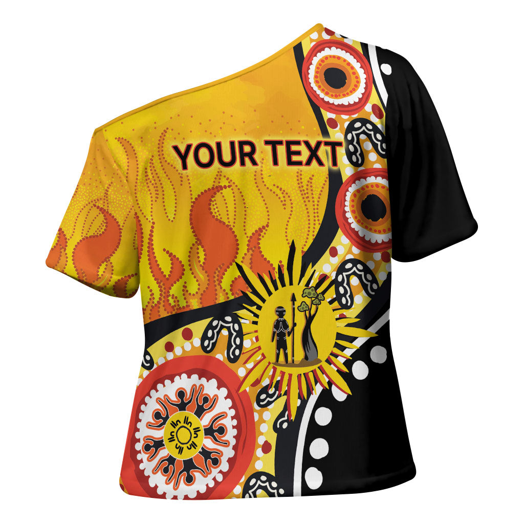 Australia Bushfire Aboriginal Personalised Cross Shoulder Shirt Bush Fire Dreaming