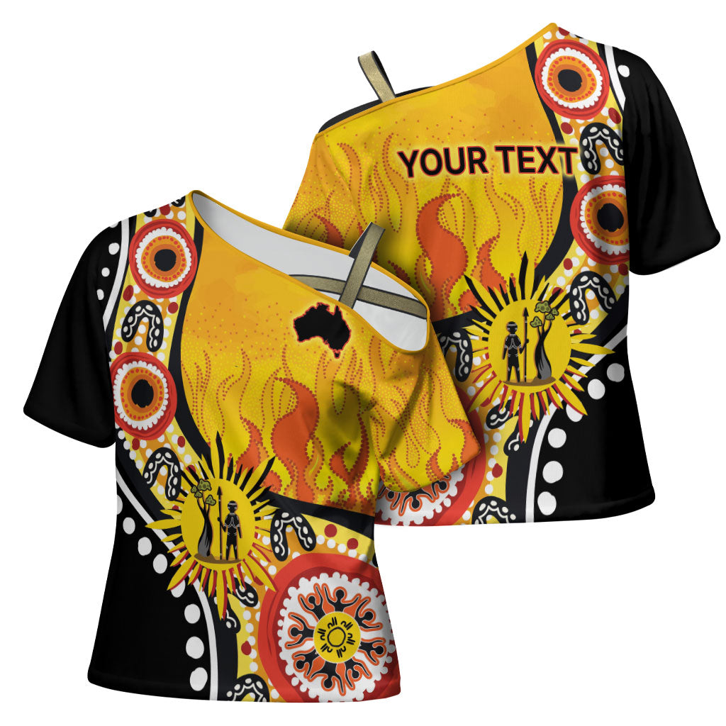 Australia Bushfire Aboriginal Personalised Cross Shoulder Shirt Bush Fire Dreaming