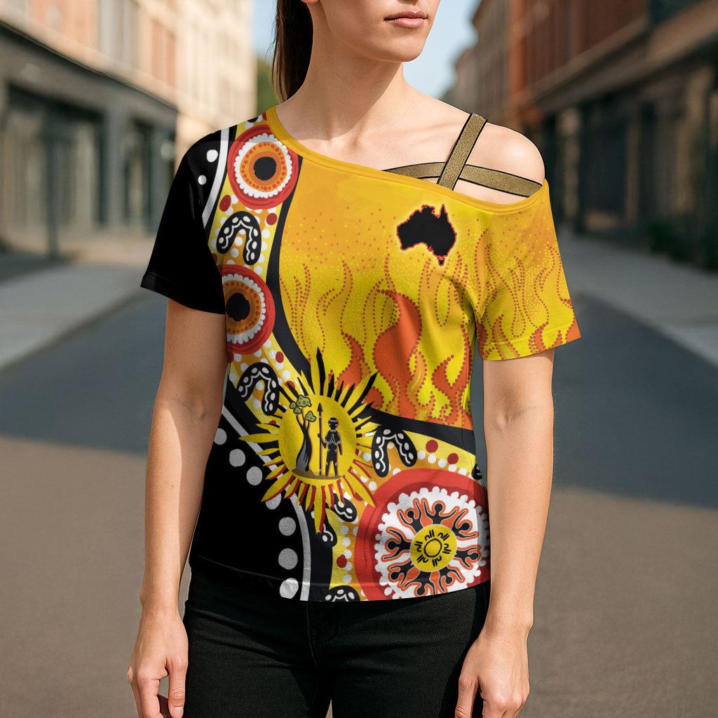 Australia Bushfire Aboriginal Personalised Cross Shoulder Shirt Bush Fire Dreaming