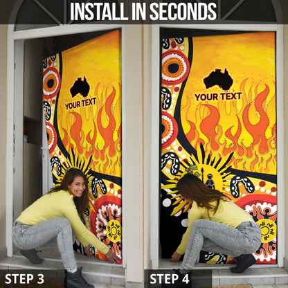Australia Bushfire Aboriginal Personalised Door Cover Bush Fire Dreaming