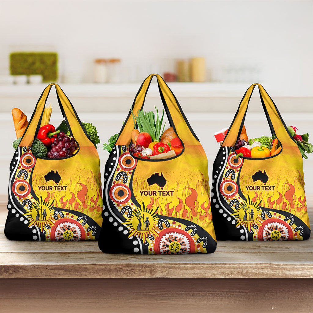 Australia Bushfire Aboriginal Personalised Grocery Bag Bush Fire Dreaming