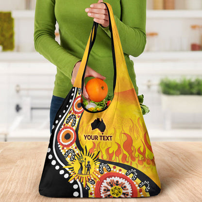 Australia Bushfire Aboriginal Personalised Grocery Bag Bush Fire Dreaming
