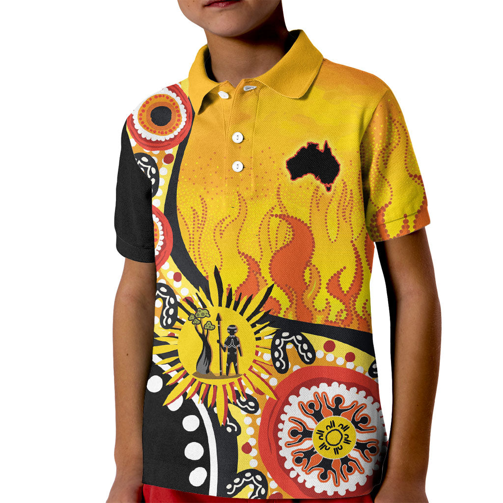 Australia Bushfire Aboriginal Personalised Kid Polo Shirt Bush Fire Dreaming