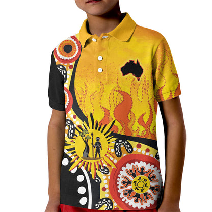 Australia Bushfire Aboriginal Personalised Kid Polo Shirt Bush Fire Dreaming
