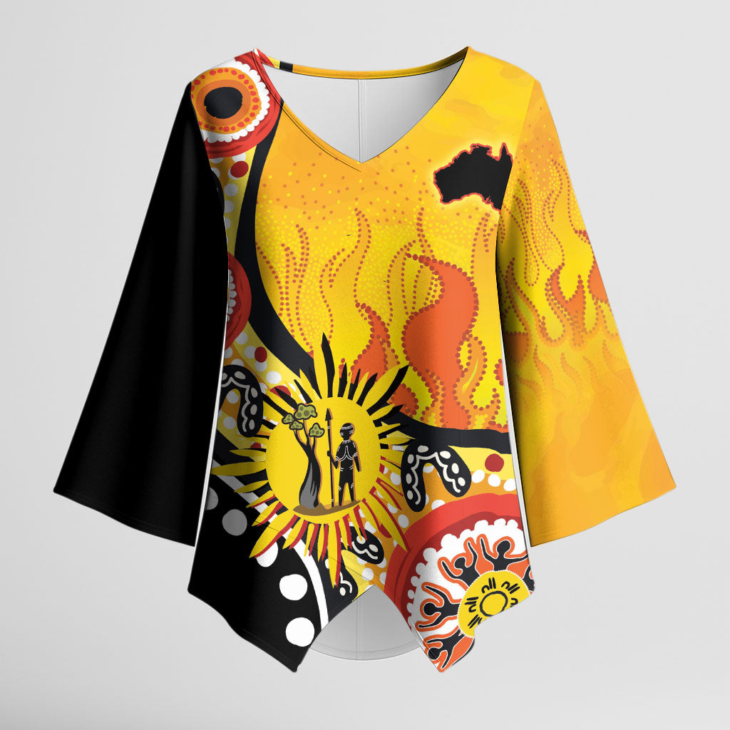 Australia Bushfire Aboriginal Personalised Kimono Sleeve Blouse Bush Fire Dreaming