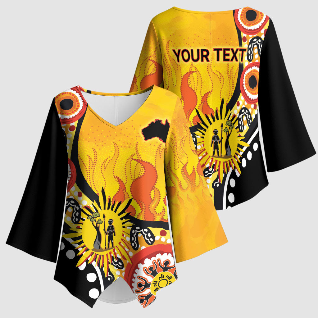 Australia Bushfire Aboriginal Personalised Kimono Sleeve Blouse Bush Fire Dreaming