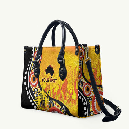 Australia Bushfire Aboriginal Personalised Leather Bag Bush Fire Dreaming