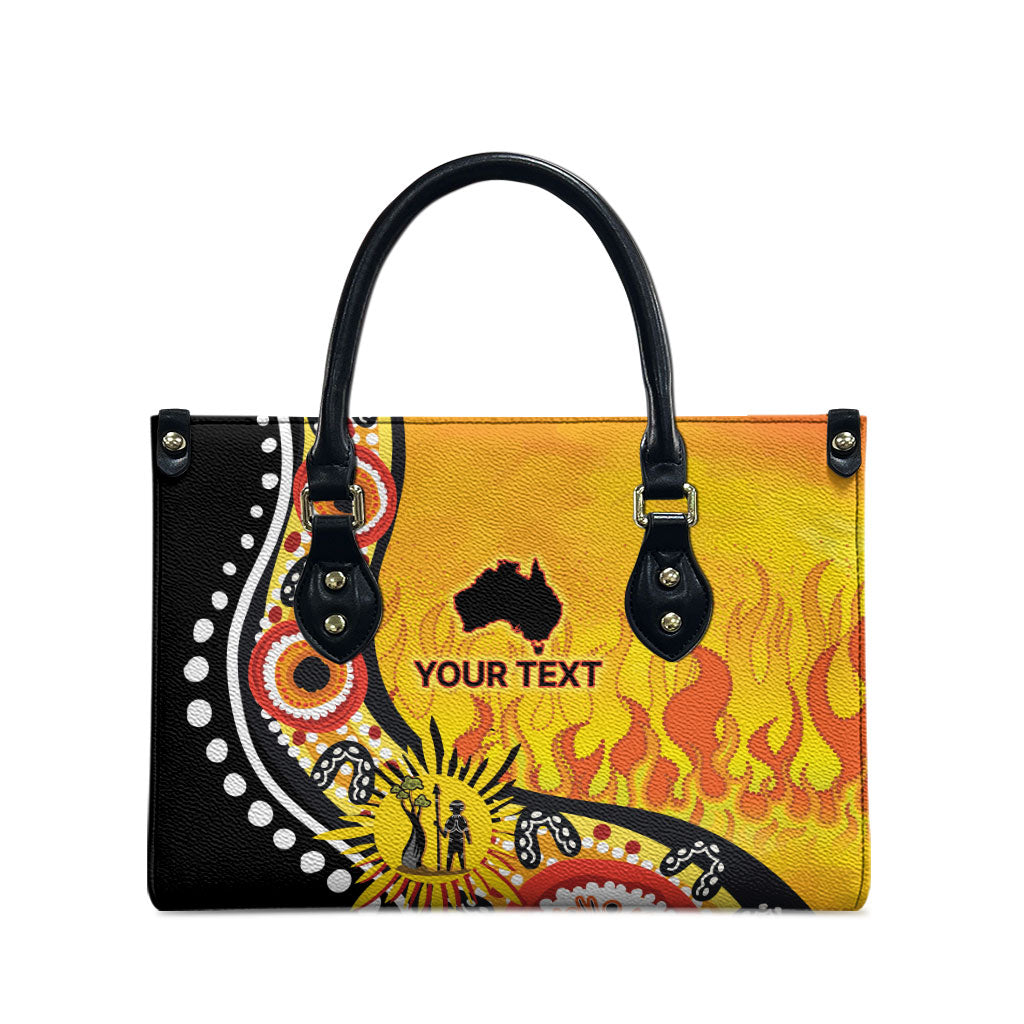 Australia Bushfire Aboriginal Personalised Leather Bag Bush Fire Dreaming