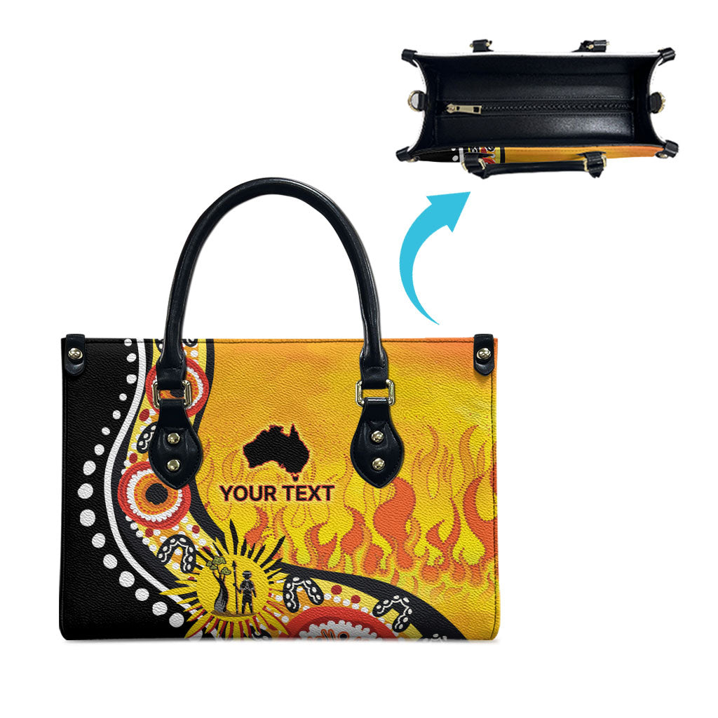 Australia Bushfire Aboriginal Personalised Leather Bag Bush Fire Dreaming