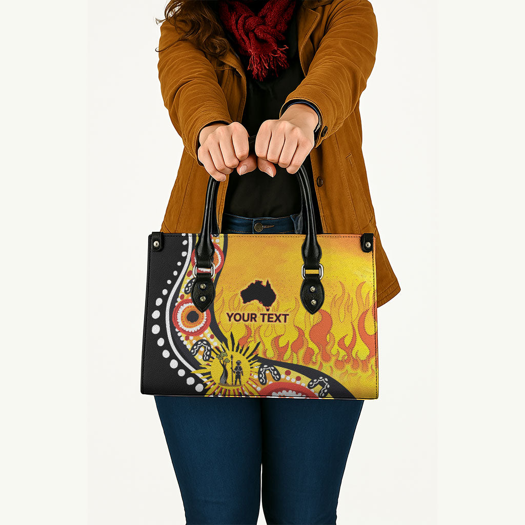 Australia Bushfire Aboriginal Personalised Leather Bag Bush Fire Dreaming