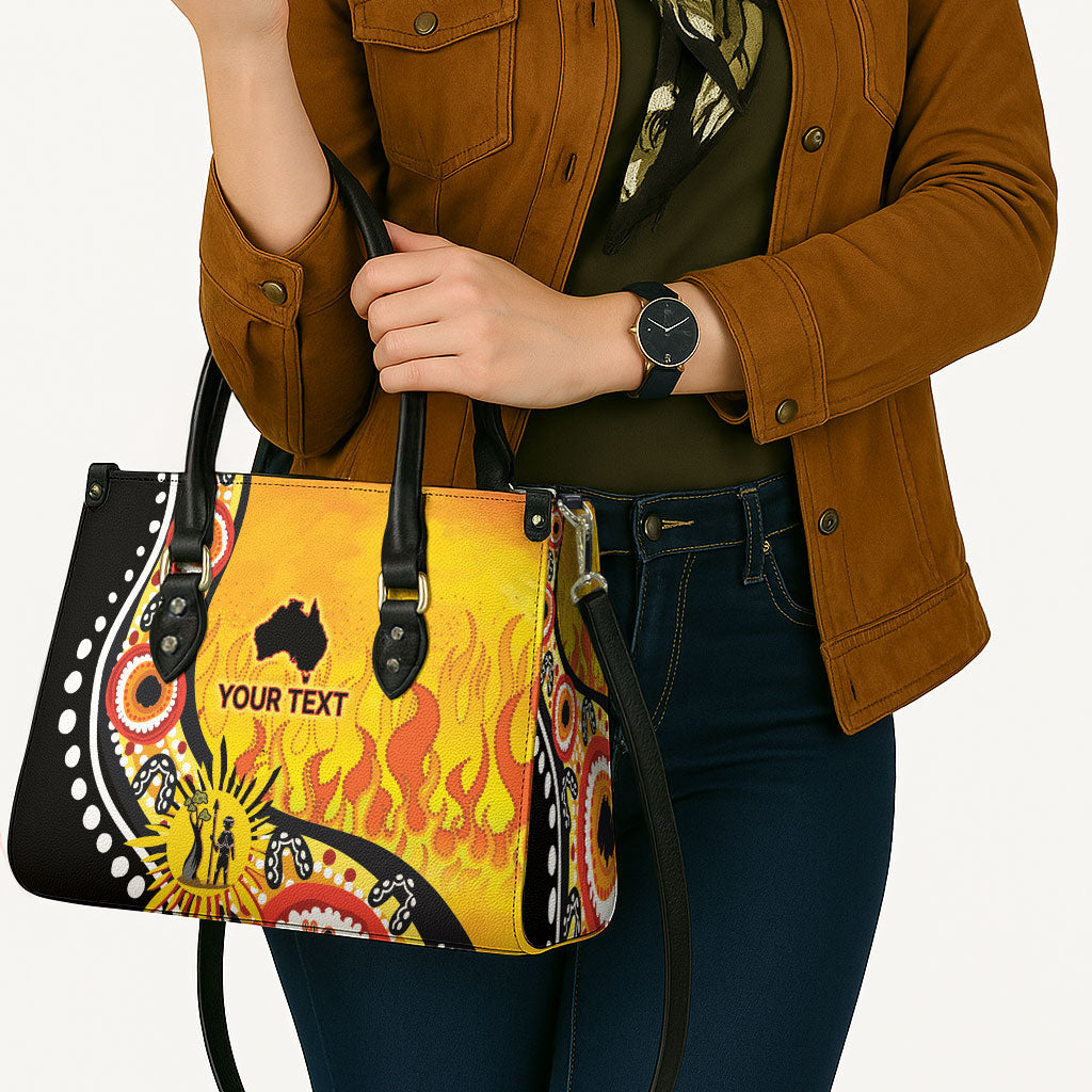 Australia Bushfire Aboriginal Personalised Leather Bag Bush Fire Dreaming