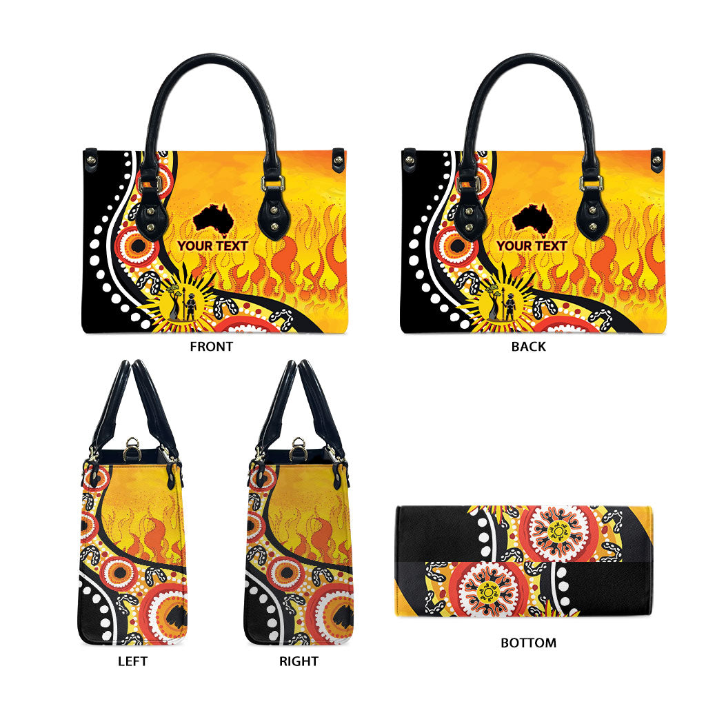 Australia Bushfire Aboriginal Personalised Leather Bag Bush Fire Dreaming