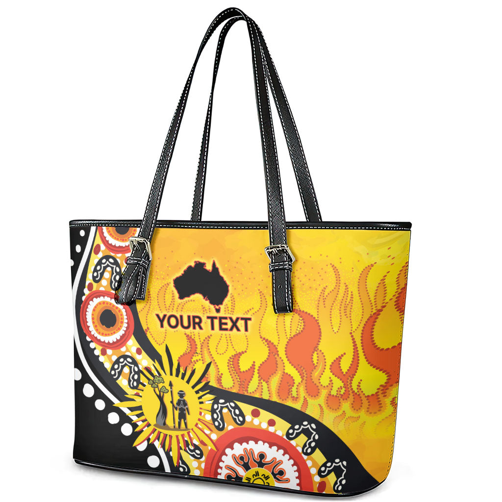 Australia Bushfire Aboriginal Personalised Leather Tote Bag Bush Fire Dreaming