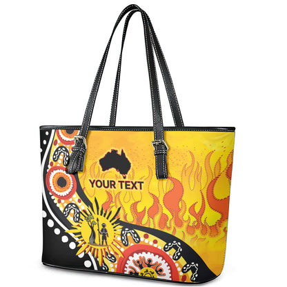 Australia Bushfire Aboriginal Personalised Leather Tote Bag Bush Fire Dreaming
